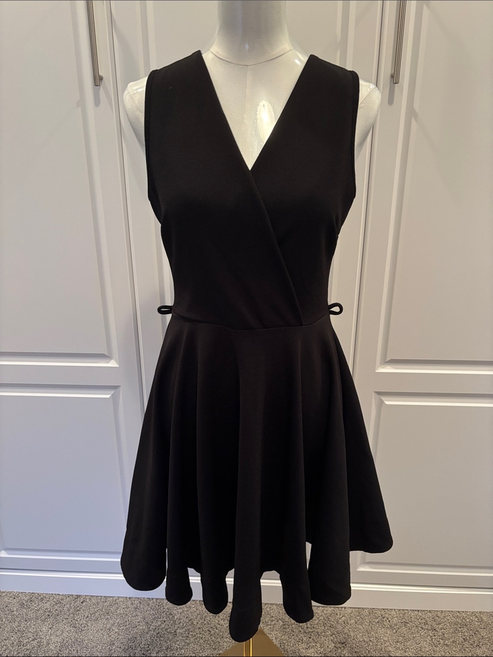Black Sleeveless V-Neck Mini Dress